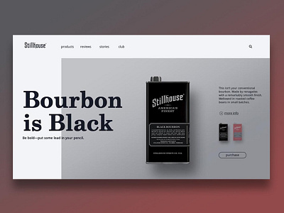 Stillhouse Hero Dribbble beverage branding design hero homepage product stillhouse webdesign whiskey