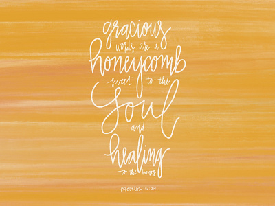 Honeycomb bible verse hand lettering procreate typography watercolor yellow