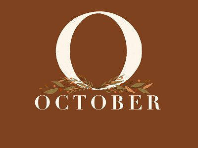 October autumn calendar didot fall florals gouache illustration october procreate procreateapp typogaphy