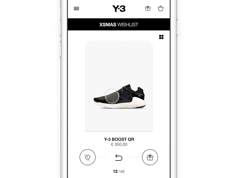 Y3 Gift guide adidas animation art direction card animation design ecommerce giftguide mobile principle shop web design y3