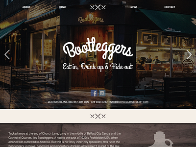 Bootleggers / Home bar gesta menu restaurant typography ui ux web website