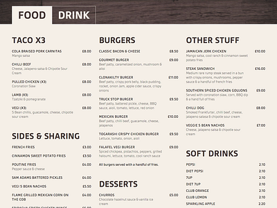 Bootleggers / Menu bar gesta menu restaurant typography ui ux web website