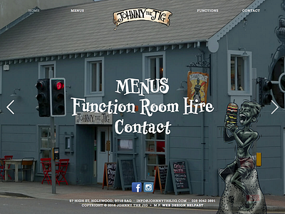 Johnny the Jig / Home bar professor minty restaurant typography ui ux web website