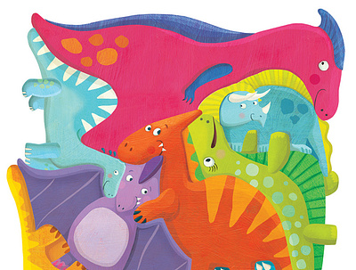 Dinosaur puzzle childrens book illustration childrens books childrens illustration colorful design dinosaurs illustration kidlitart kids books whimsical