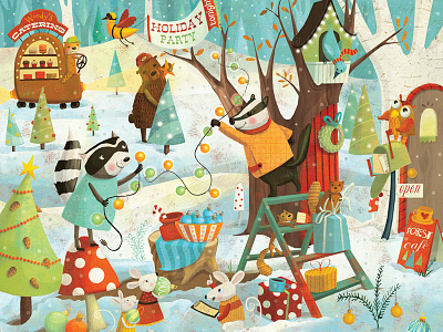 Happy Christmas from the forest childrens book illustration childrens books christmas christmas illustration forest illustration holiday