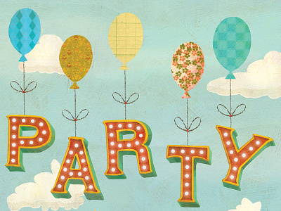 Party Time! Excellent! birthday card greeting card greeting card design greeting card illustration hand lettering retro type stationery illustration