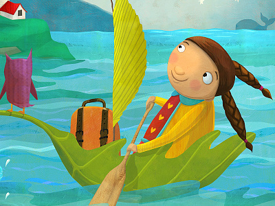Adventure girl two boat illustration childrens book illustration childrens illustration girl kids books night scene