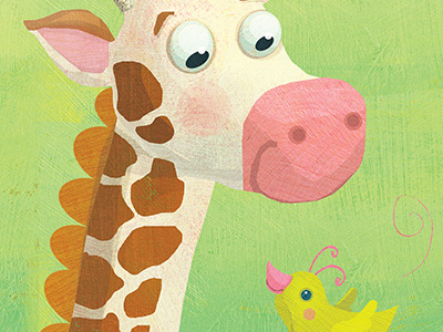 Big and Small - Giraffe childrens book illustration cute animals size