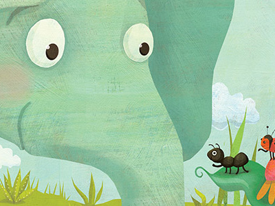 Elephant Goodbye childrens book illustration childrens publishing elephant friendship garden insects