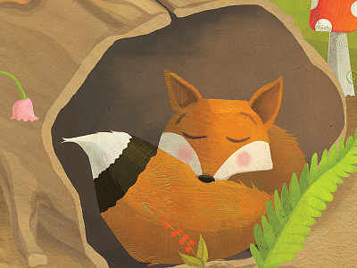Sleepy fox childrens book illustration childrens publishing cute animal illustration forest forest animals forest creature fox sleepy fox