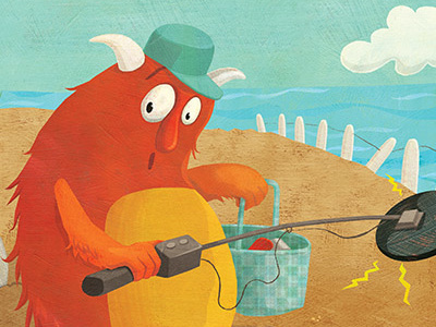 Bin Man on the Beach beach childrens book illustration environmental issue kids books monster nature