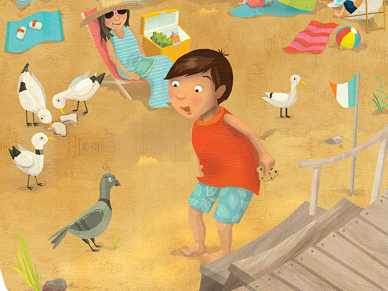 Pigeon at the Beach – Animal Tales magazine by Laura Watson on Dribbble