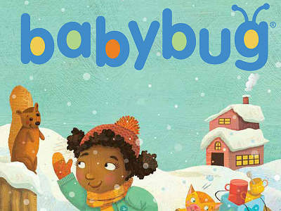 Babybug magazine cover - snowy fun babyillustration childrensillustration illustration magazinecover magazineillustration snow toddlerillustration winter