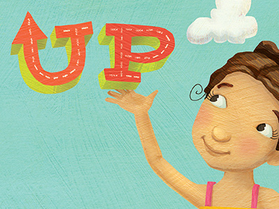 Up, Down and All Around book cover book cover book illustration childrensillustration girl hand lettering healthy kids illustrated type kidlitart kids books lettering tween typography