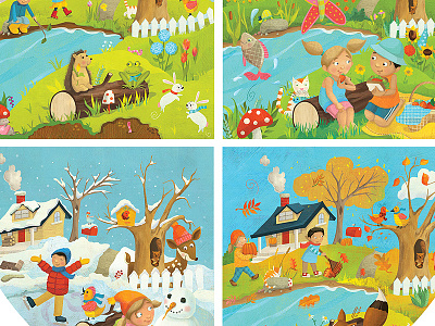 Seasons jigsaw puzzle for Headu childrens illustration childrens product childrensbook childrensbookillustration kidlitart kids market puzzle seasons toys and games