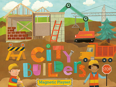City Builders magnetic playset cover childrens book childrens market construction games kidlitart kids product stationery