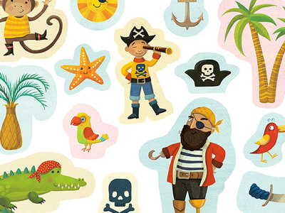 Pirate magnets childrens books childrens illustration game and toy market icons kids stationery spot illustrations