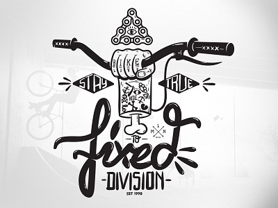 Fixed Division bike division fixed gear illustration melon t shirt tee vector