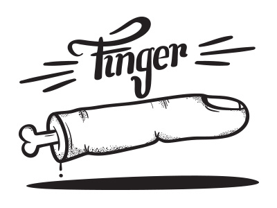 Finger finger melon type typography vector