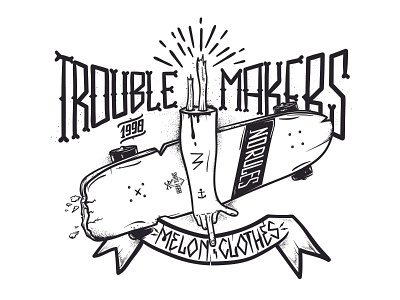 Trouble Makers hand handlettering melon melonclothes skateboarding t shirt type typography vector