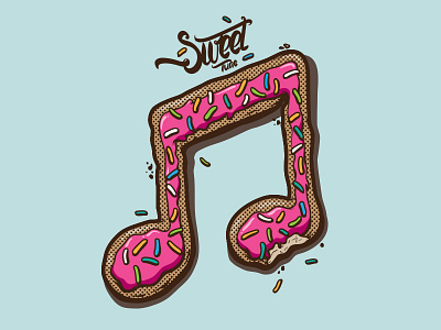 Sweet Tune donut handlettering illustration pink polkadot sweet tune type typography vector