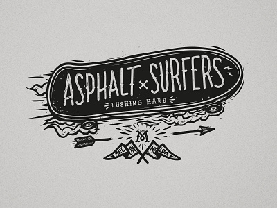 Asphalt Surfers badge handlettering illustration illustrator lettering melon melonclothes skateboard skateboarding type typography vector