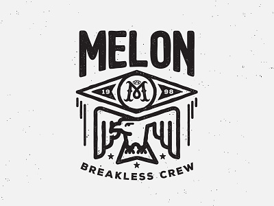 Melon Breakless Crew Badge badge clothing eagle illustration lettering logo melon clothes streetwear vector