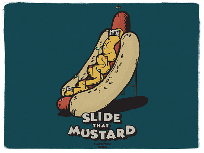 Hot Dog Slalom hotdog illustration mustard sausage slalom snowboard vintage