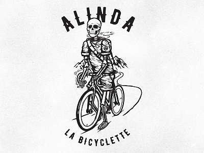 Alinda rock band t-shirt fixedgear fixie illustration illustrator mountains rock skeleton skull vector vintage
