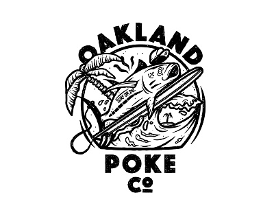 Oakland Poke Logo branding identity illustration logo monogram restaurant sign typography