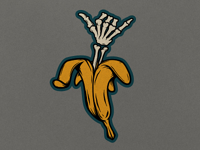 Shaka banana banana drawing hand illustration shaka skeleton skull surf vector