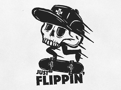 Just Flippin kickflip linotype melon skateboard skateboarding skull tattoo vintage