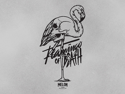 Flamingo Of Death apparel flamingo illustration illustrator photoshop skull surfing tattoo vector vintage