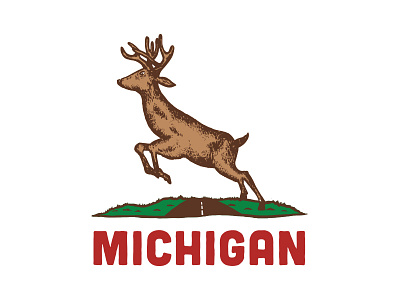 The Unofficial State Flag deer flag illustration illustrator michigan state themittenstate vector vintage
