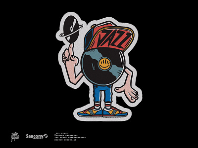 IDA DJ Championships Saucony Originals character design illustration illustrator mascot sticker vintage vinyl vinyl record