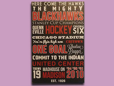 Chicago Blackhawks Typography Canvas blackhawks canvas chicago graphic design typography