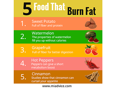 5 food that burn fat branding design photoshop post