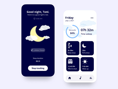 Sleep Tracker App mobile night sleep sleep tracker ui