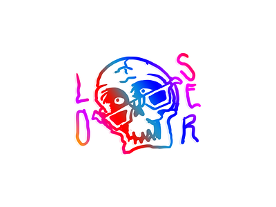 Loserzzzzz color drawing gradient graphic heavy metal illustration patch skull vector