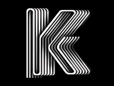 K 3d black and white design graphic k letter