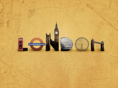 London montage photoshop typography