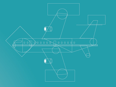 Airplane 2d ai illustration vector wireframes