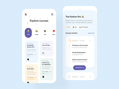 Course learning app ui