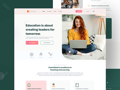 E Learning Landing Page appdesign colorful course design e learning eduaction elearning landingpage learn learner minimal online education study trendy ui uidesign web web design webdesig website