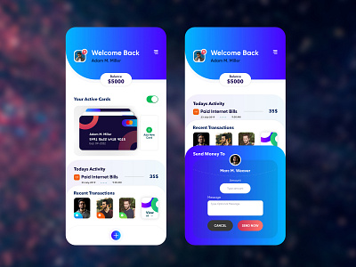 Personal Wallet App app concept appdesign coloful concept design conceptual design exploration ios app money app money bag money management money transfer personal transfer ui uidesign userinterface ux wallet wallet app