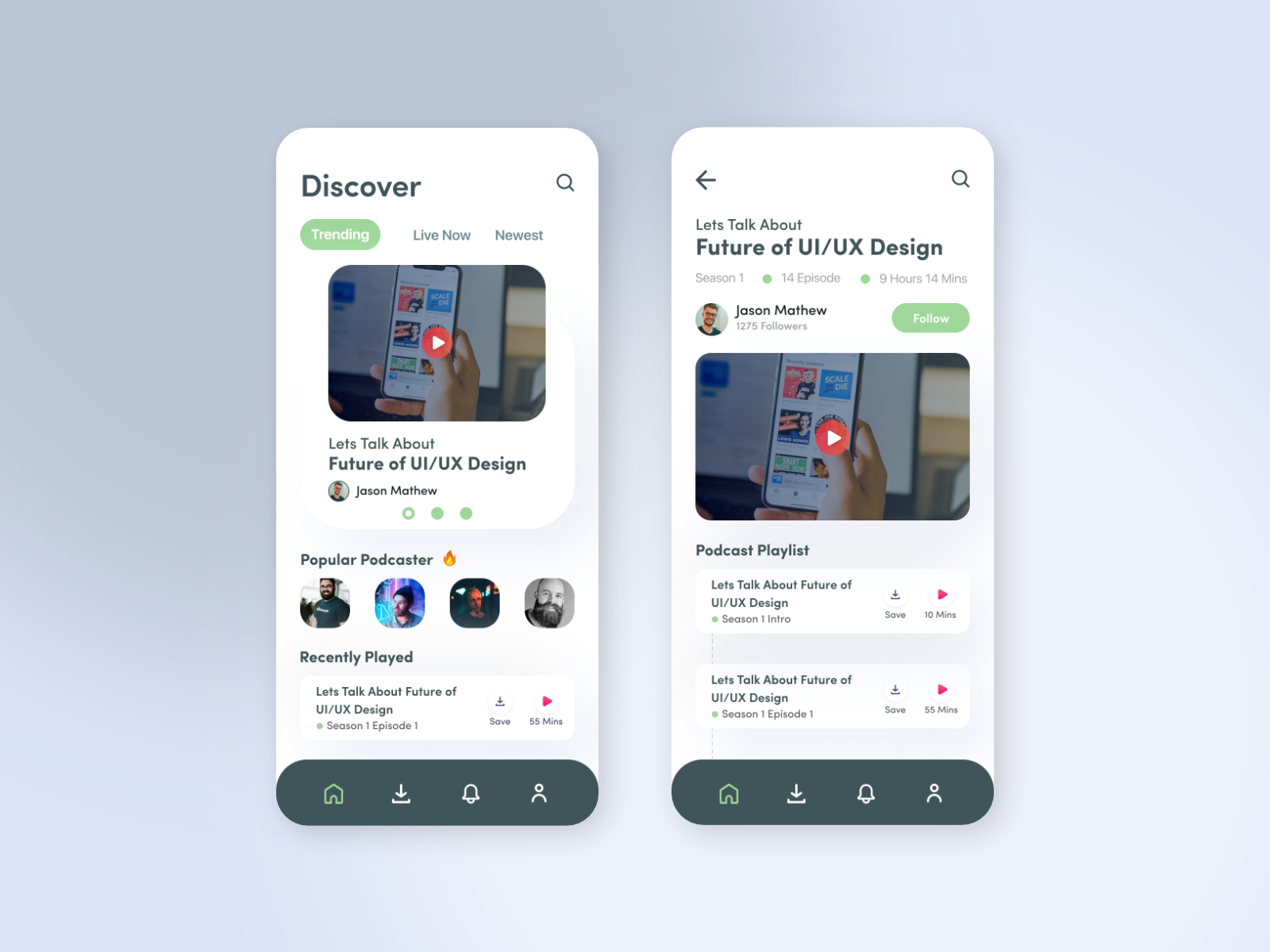 Podcast App Design by Imran Rahman for UI Flocks on Dribbble