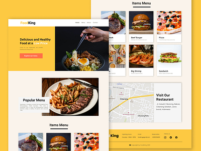 Landing Page FoodKing - Restaurant design landing page ui uiux ux web design