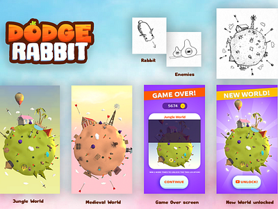 Hyper-Casual Game Art (Dodge Rabbit) 3d animation branding graphic design logo ui