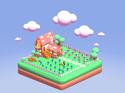 A Garden Of Happiness 3d conceptart game gameart gamedesign graphic design minimalart