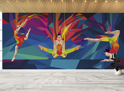 Gymnastic Wall Design arobic art branding dance gymnast illustraion marketing wall art wall design